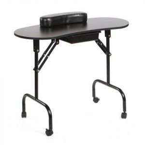 Mesa de manicura portátil profesional, ligera y plegable para salones de belleza y uso personal en Puerto Rico.