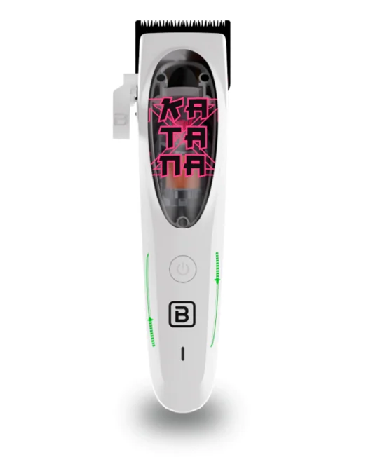 B-Way Katana Clipper profesional con cuchilla estilo katana y motor de alto torque para fades y cortes limpios.